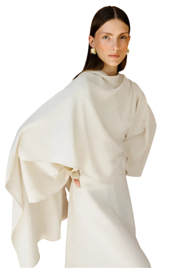 Natura Asymmetric Cape Blouse
